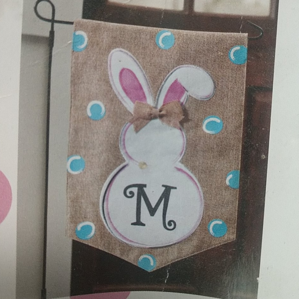 New Kirkland's "M" Bunny Flag & Stand
